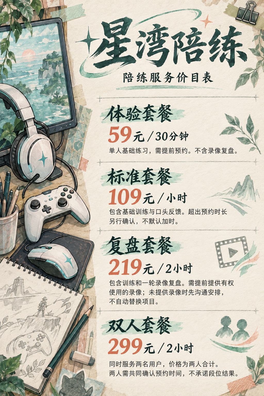 水彩手绘报价样图